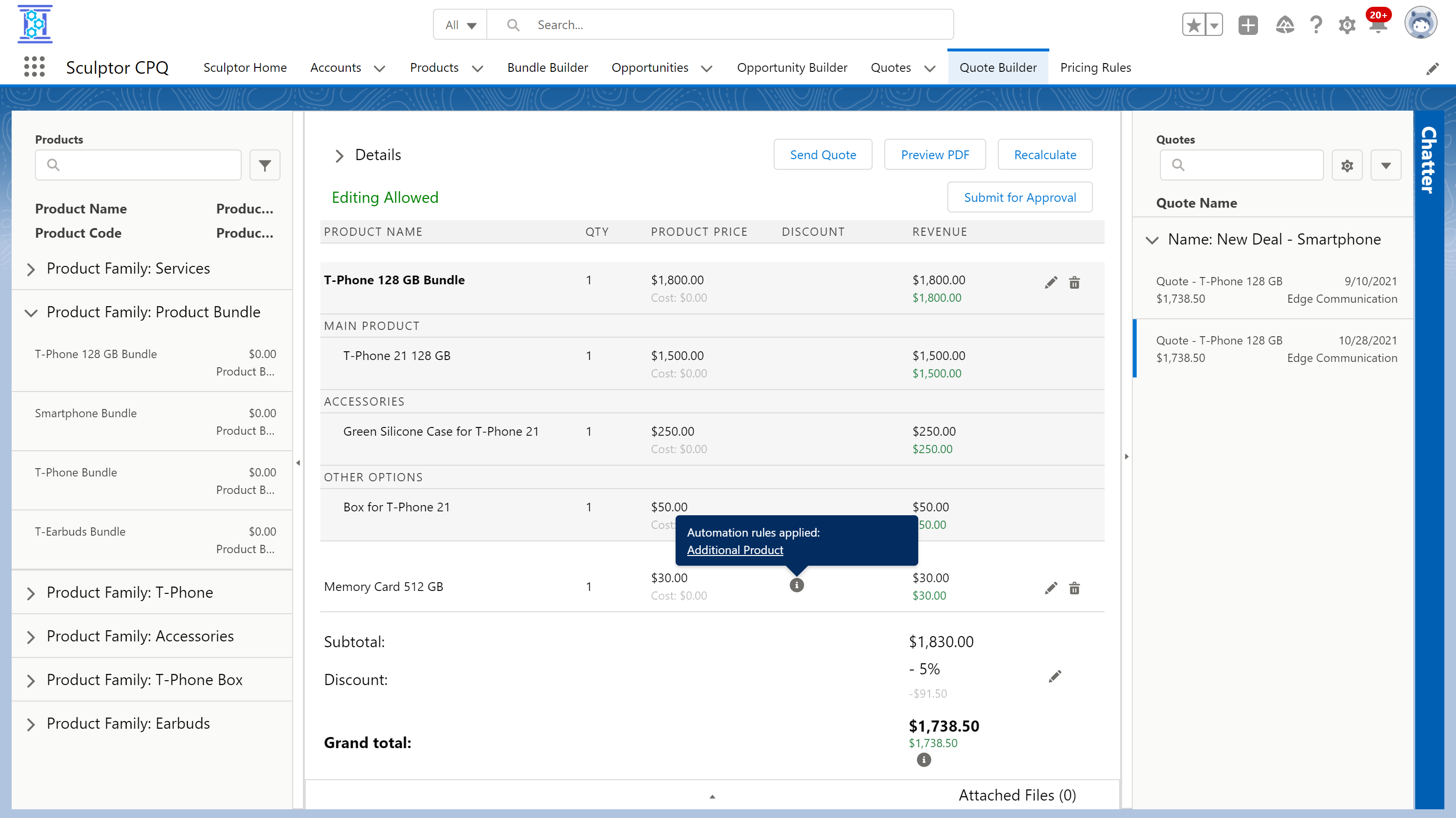 screenshot of Sculptor CPQ